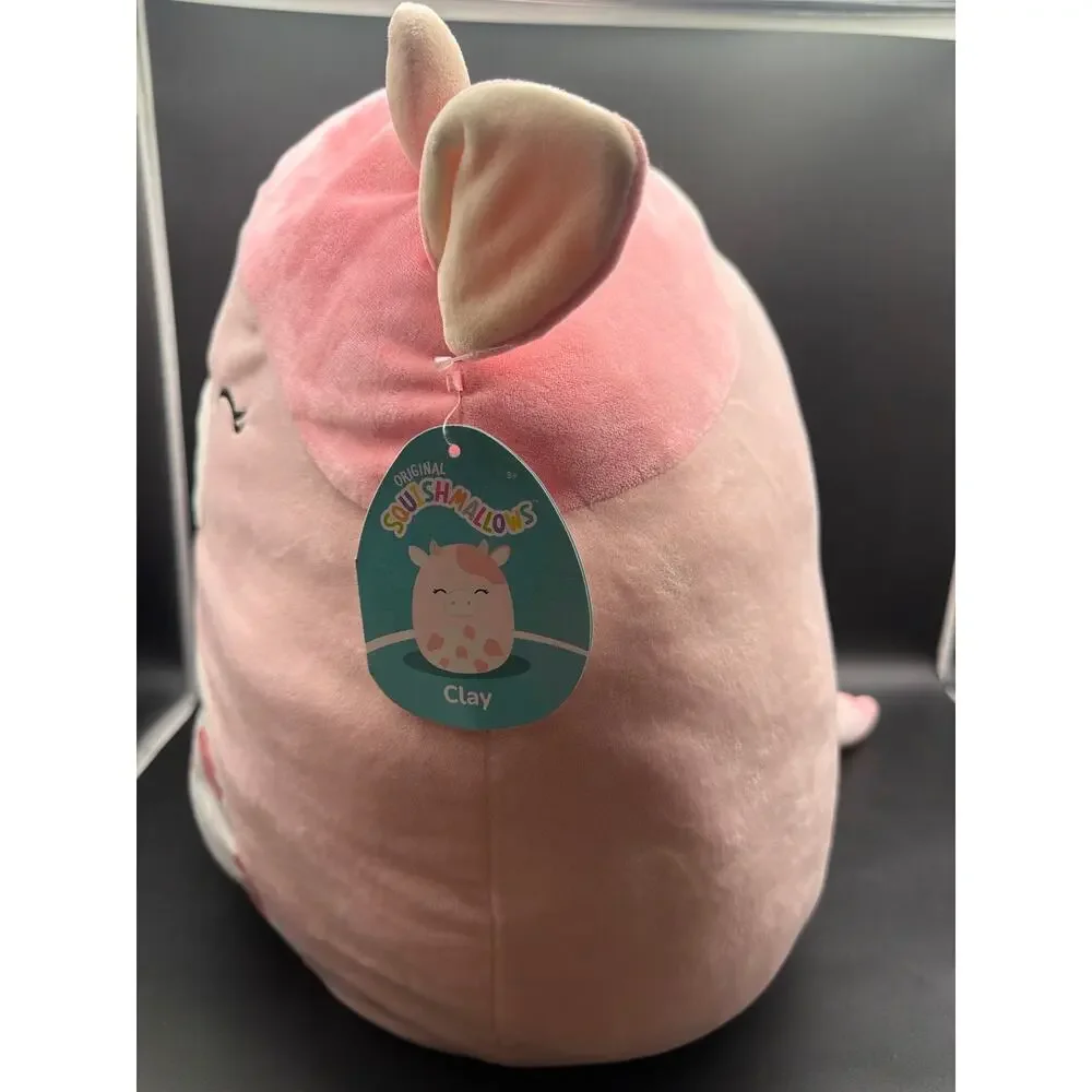 Squishmallows Clay Pink Cow 16 Inch Spotted Belly Plush 2023 Costco With Tag